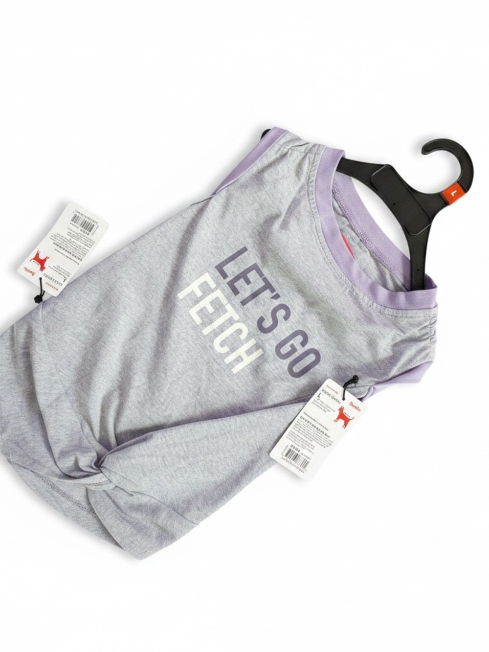 NWT Reddy “Let’s Go Fetch” Dog T-Shirt Size Large Gray & Lavender